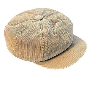 Gray 100% Cotton Corduroy Newsboy Cap Button Trim Lined